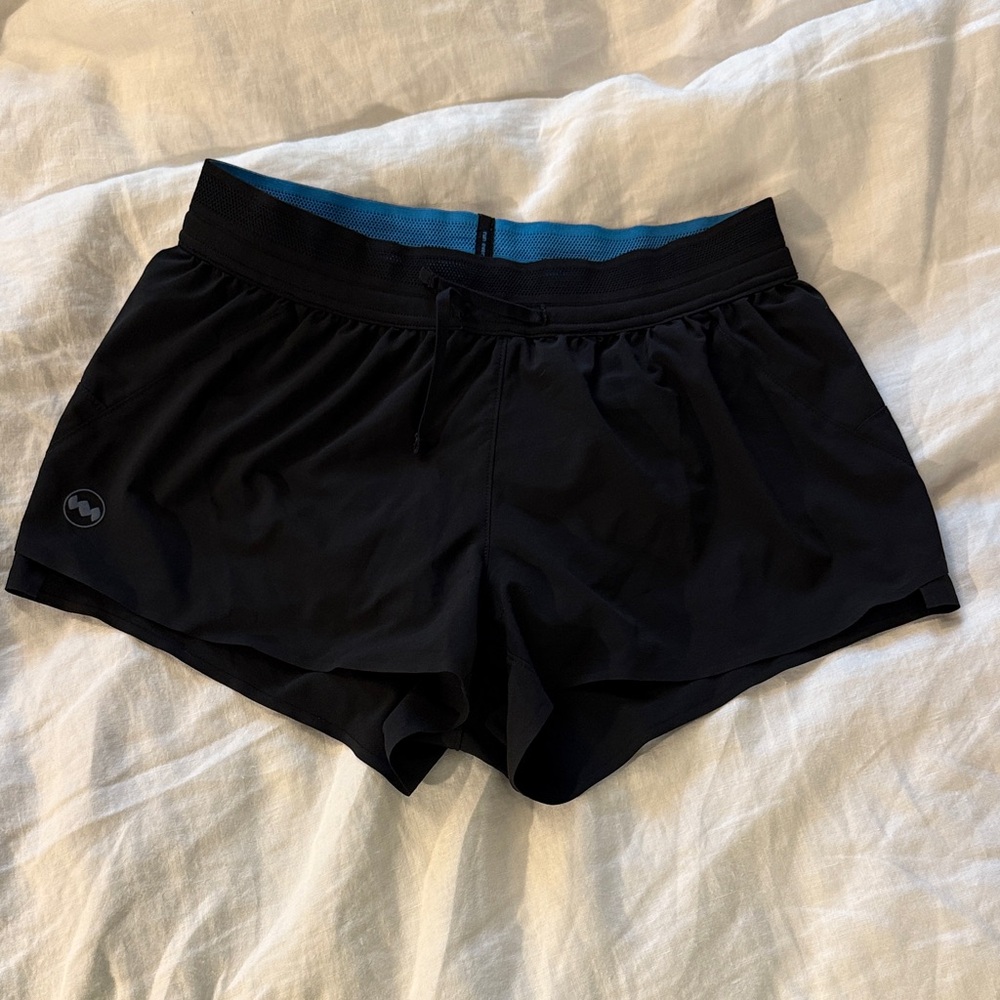 Janji Black Athletic Shorts with Blue Lining